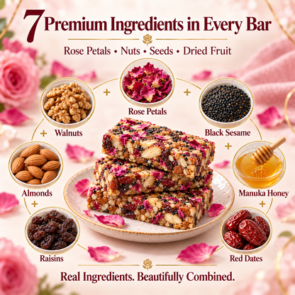 Rose Petal Nut & Dried Fruit Bars with Manuka Honey-V