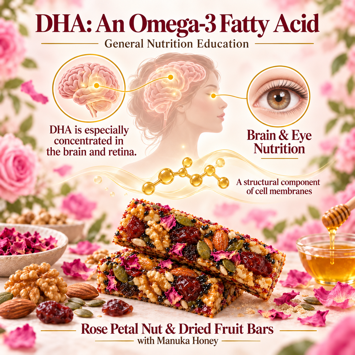 Rose Petal Nut & Dried Fruit Bars with Manuka Honey-V