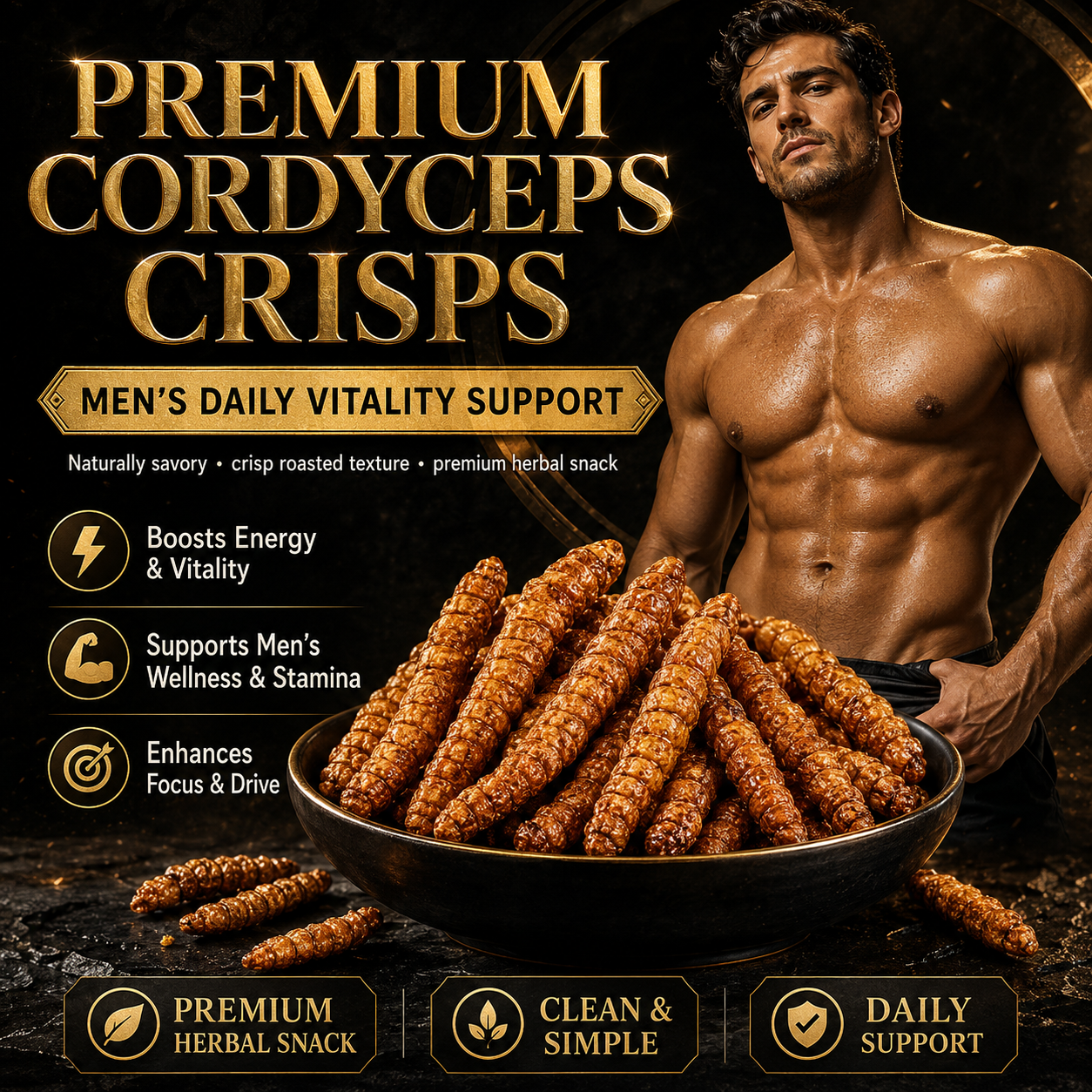 Premium Cordyceps Crisps | Men’s Daily Vitality & Stamina Herbal Snack-Zuckerberg