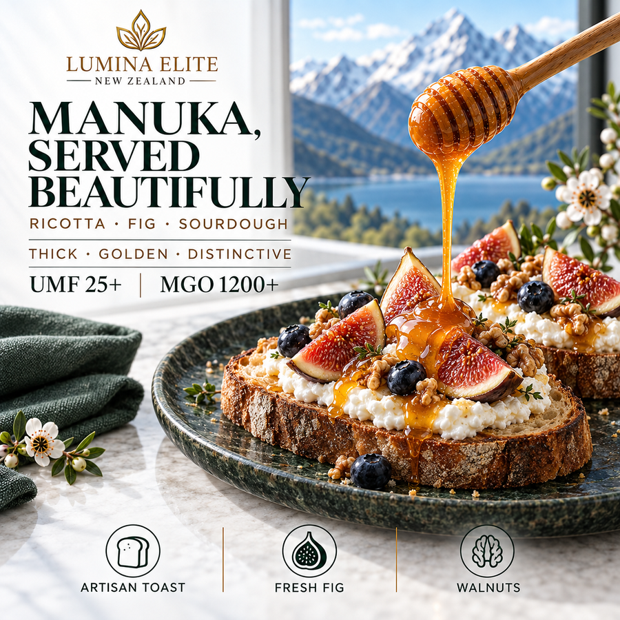 Ricotta toast with figs, walnuts and Manuka honey