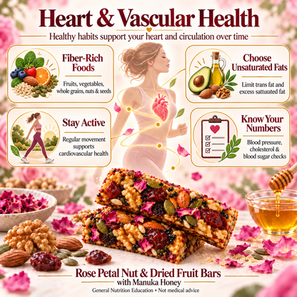 Rose Petal Nut & Dried Fruit Bars with Manuka Honey-V