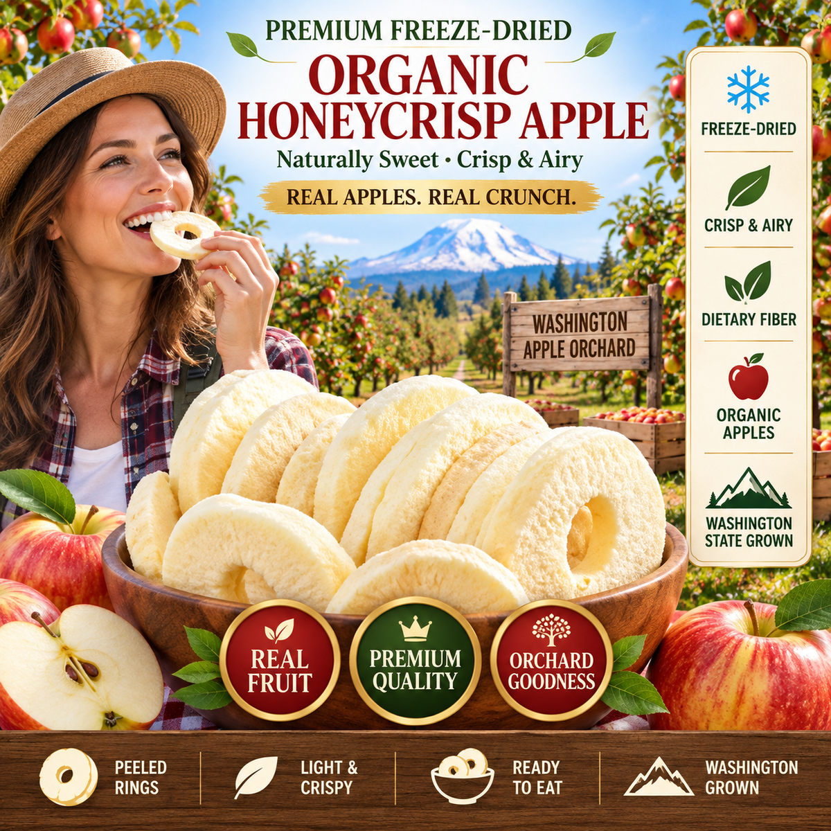 Organic Freeze-Dried Honeycrisp Apple Rings-Zuckerberg