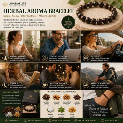 Herbal Aroma Bracelet with 7 Natural Botanicals, Handmade Beaded Wellness Bracelet, Gift Ready-Zuckerberg