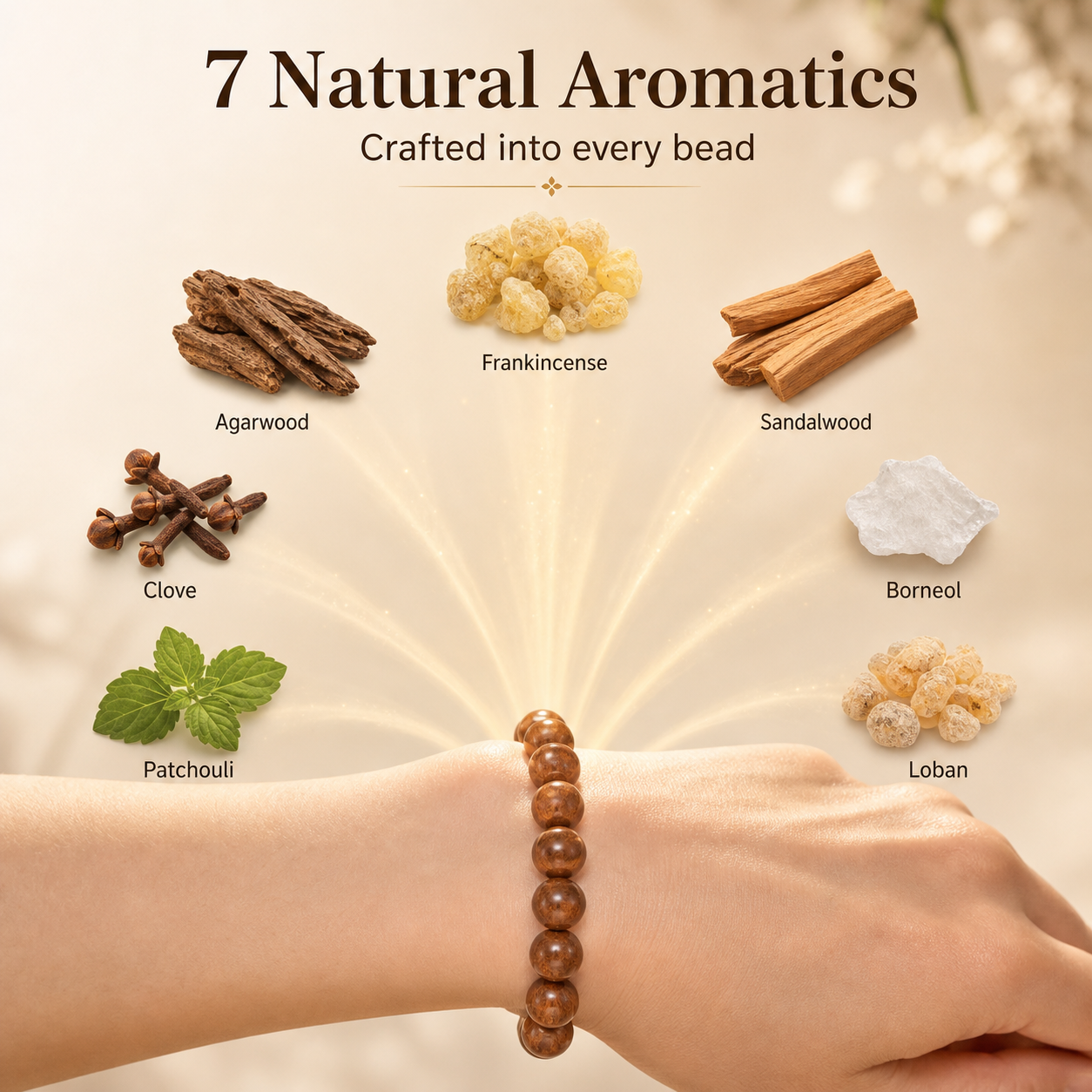 Herbal Aroma Bracelet with 7 Natural Botanicals, Handmade Beaded Wellness Bracelet, Gift Ready-Zuckerberg
