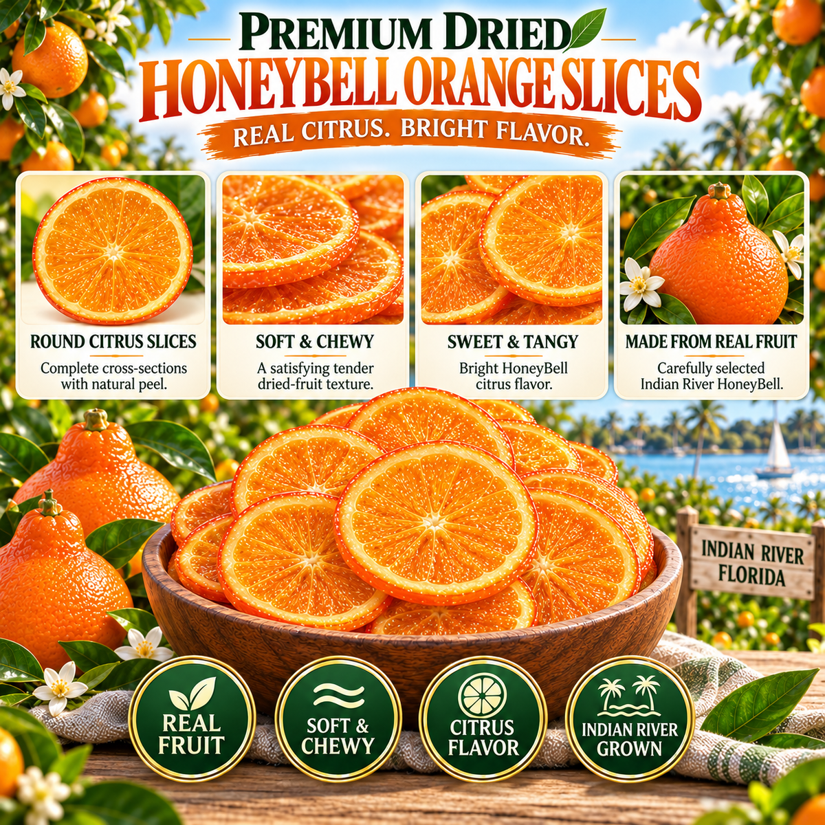 Royal Honeybell Orange Slices – Premium Dried Citrus Wellness Snack-WH