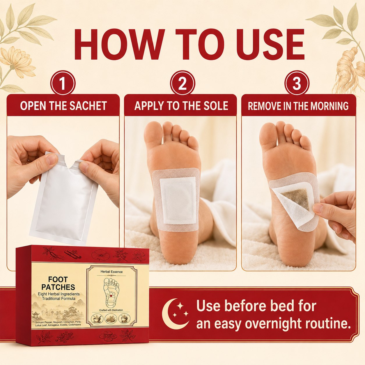 Herbal Foot Patches – Overnight Relaxing Foot Care Patches-Zuckerberg