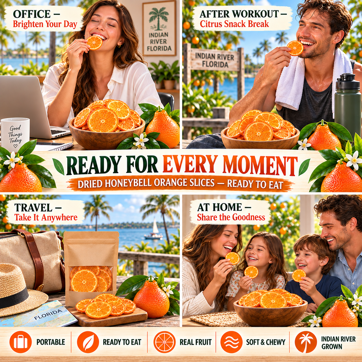Royal Honeybell Orange Slices – Premium Dried Citrus Wellness Snack-WH