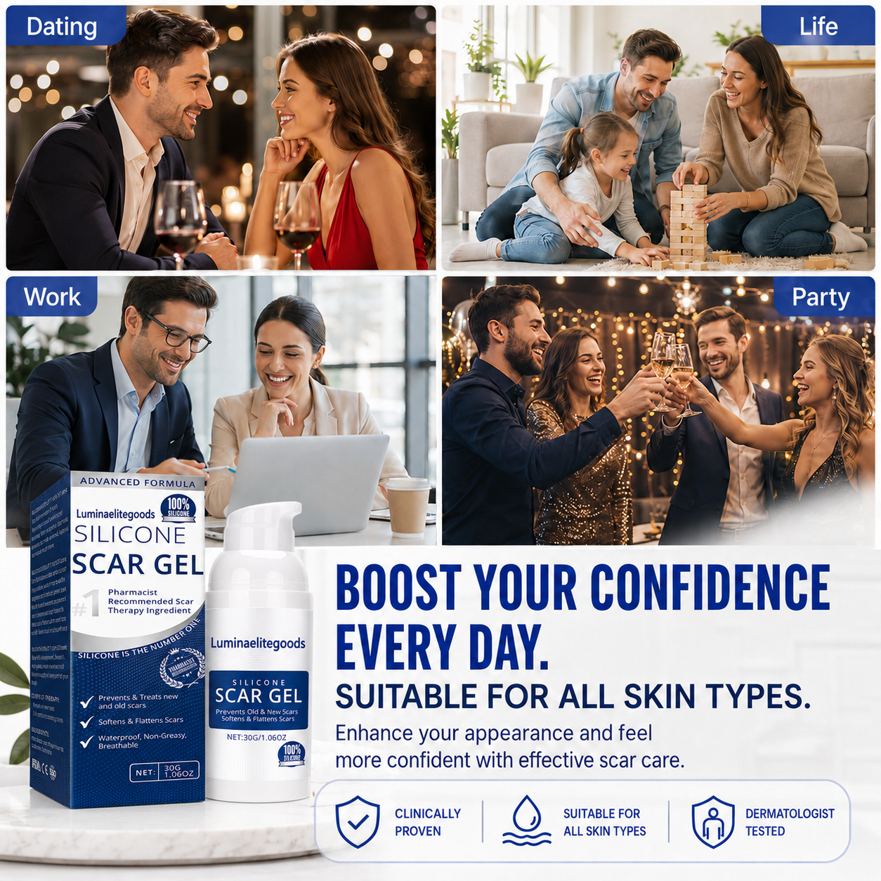 Advanced Silicone Scar Gel | Helps Soften, Smooth & Improve the Look of New and Old Scars-Zuckerberg
