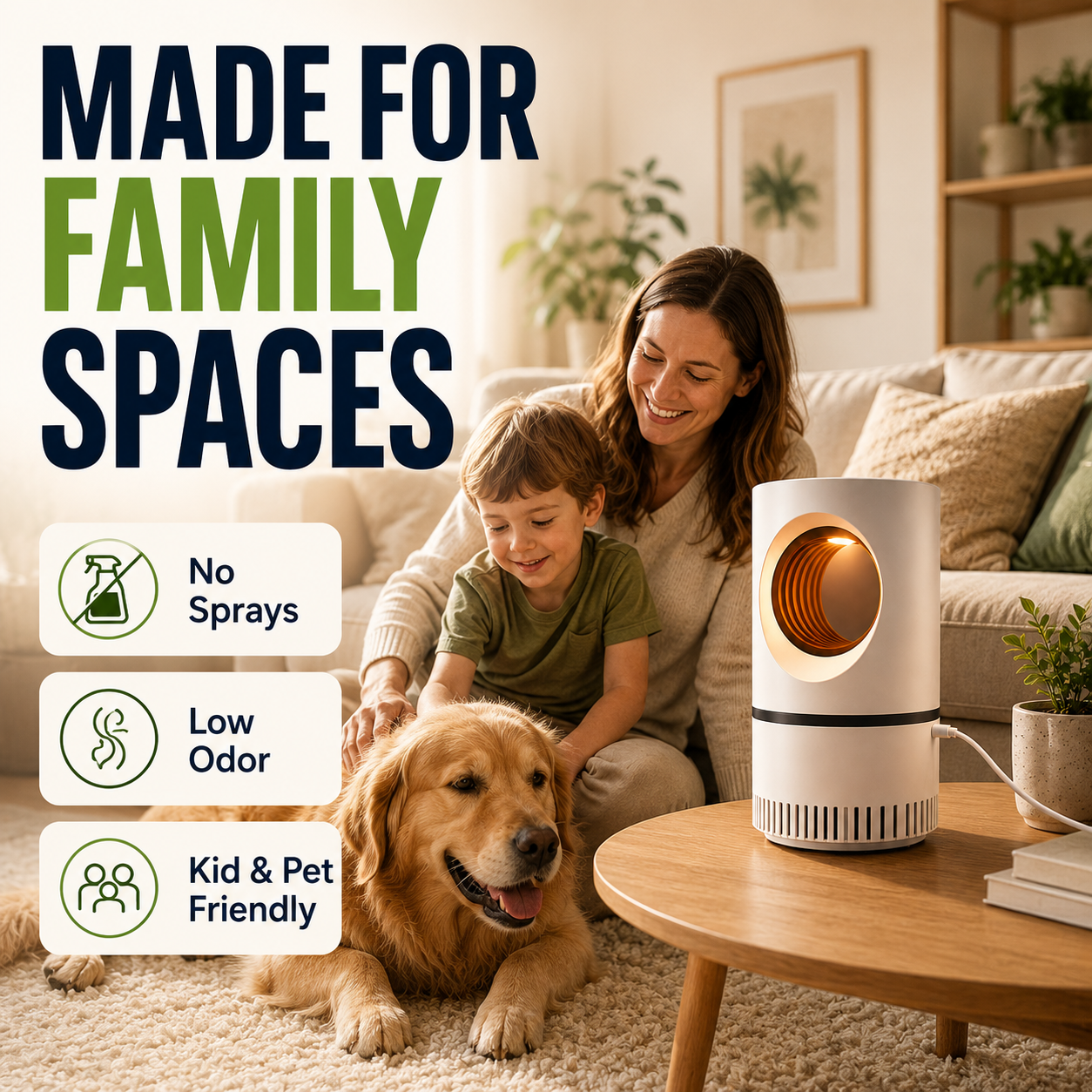 Indoor mosquito trap designed for family living spaces