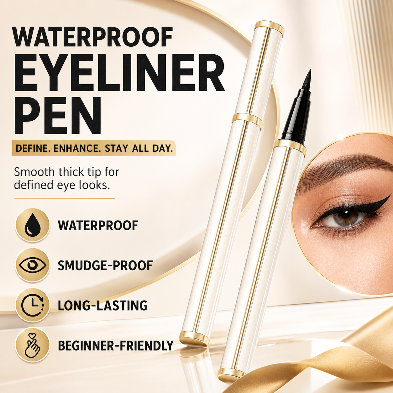 Classic black eyeliner for subtle, soft wing and bold cat-eye looks