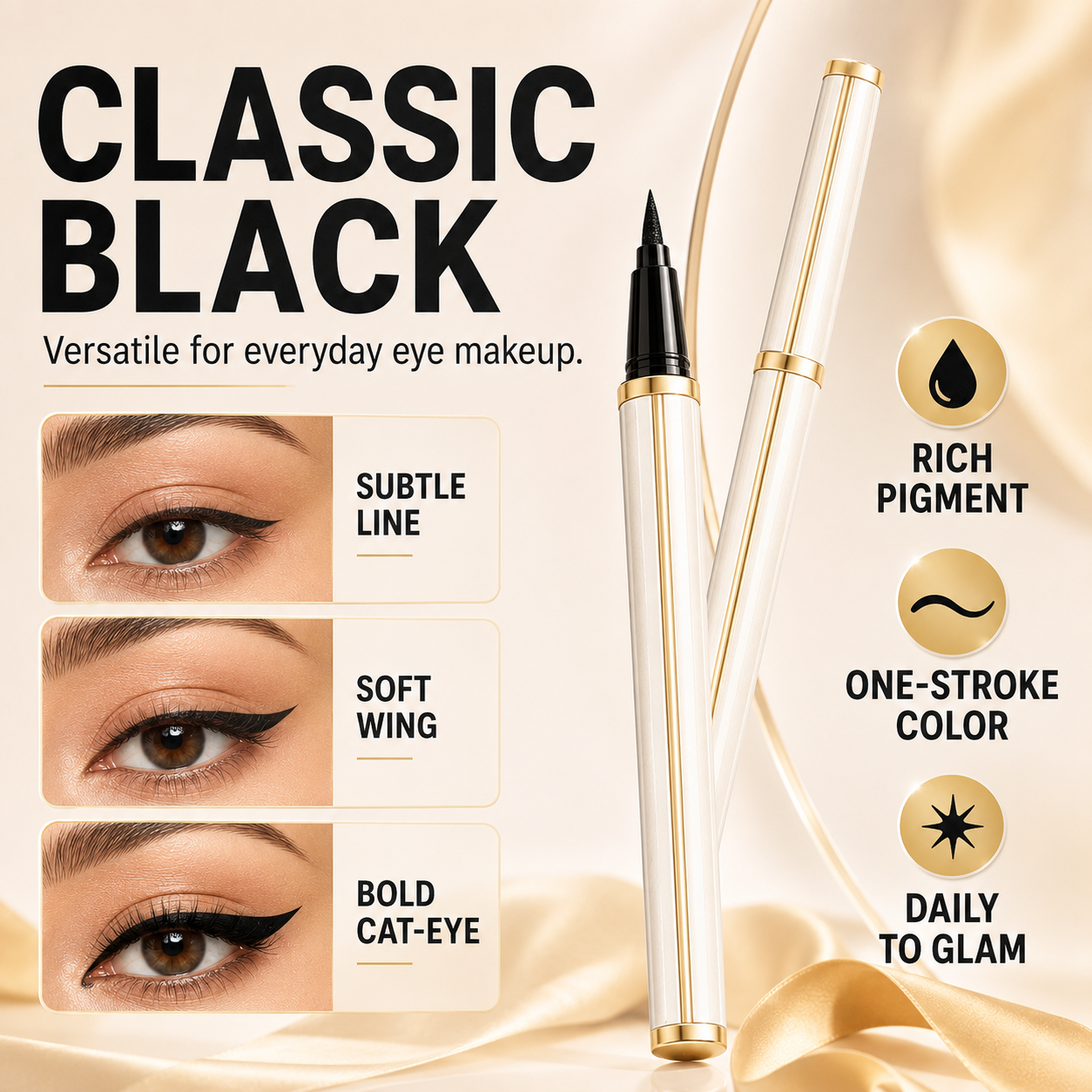 Waterproof long-lasting beginner-friendly eyeliner pen