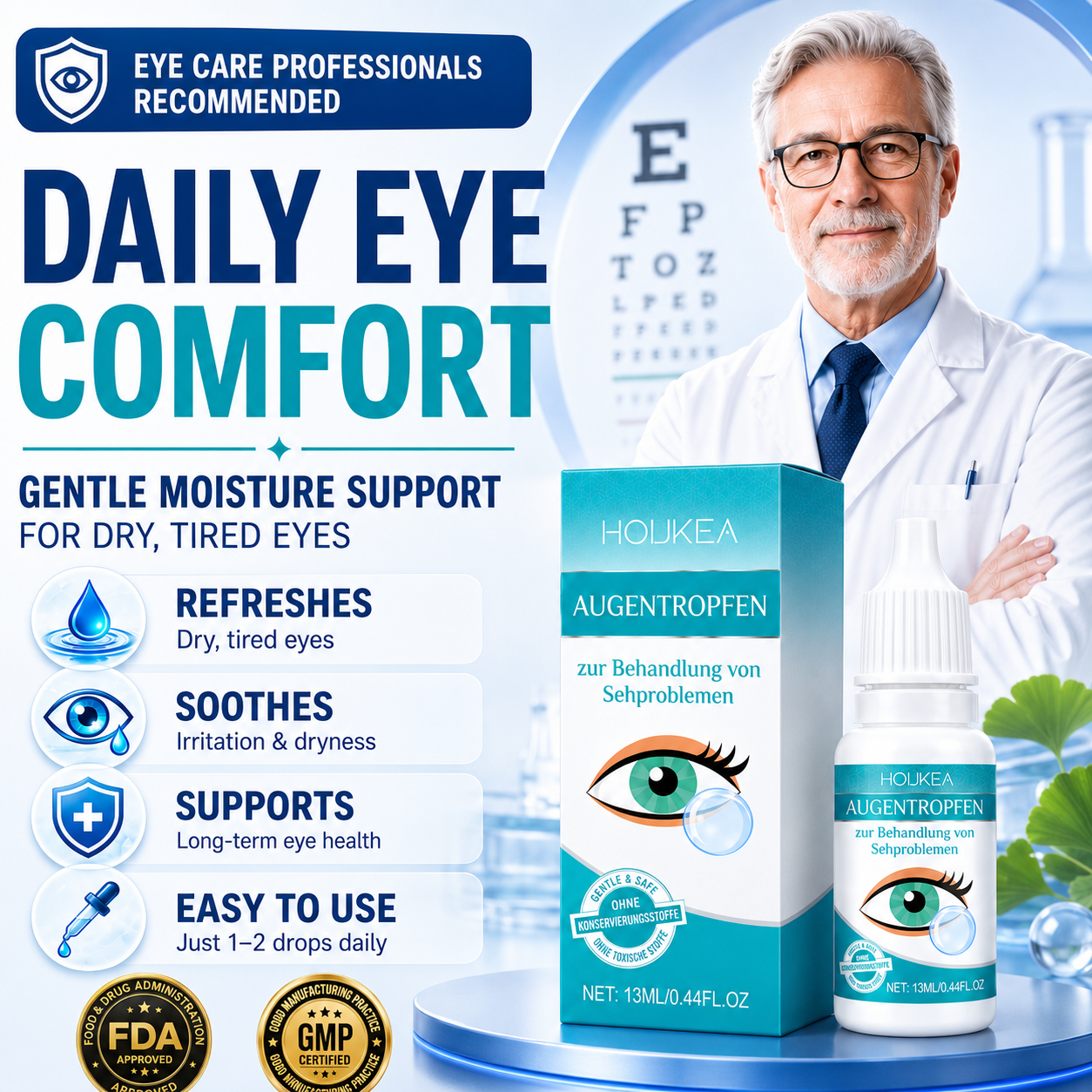 Daily Moisturizing Eye Drops | Refreshing Comfort for Dry, Tired-Feeling Eyes-YH