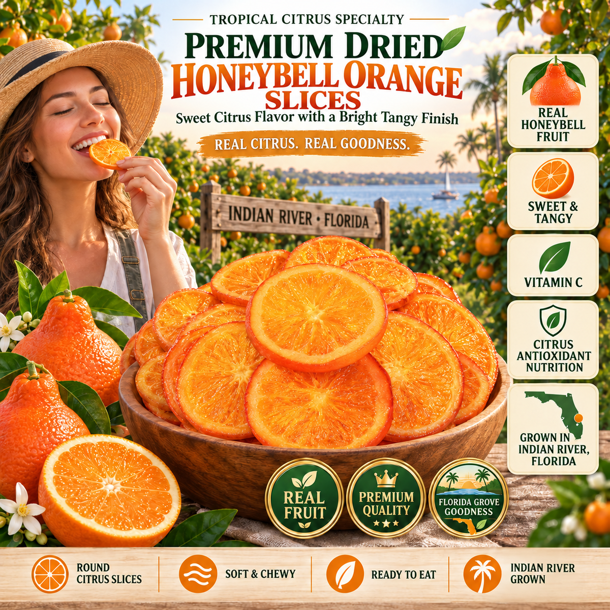 Royal Honeybell Orange Slices – Premium Dried Citrus Wellness Snack-WH
