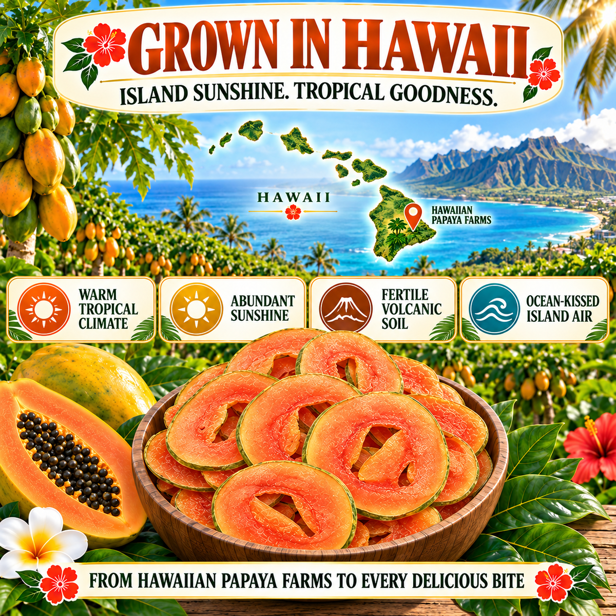 Premium Dried Papaya Slices – Natural Tropical Fruit Snack With Dietary Fiber & Antioxidant Nutrition -$AC