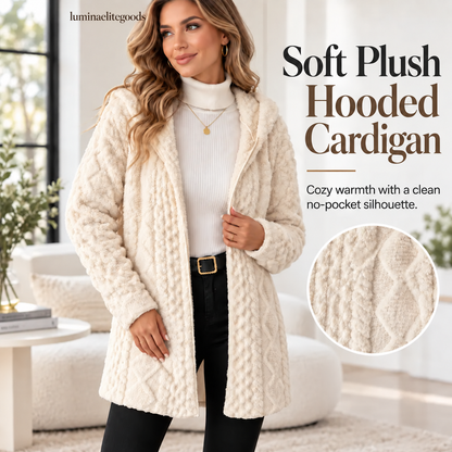 Hooded plush cardigan everyday style
