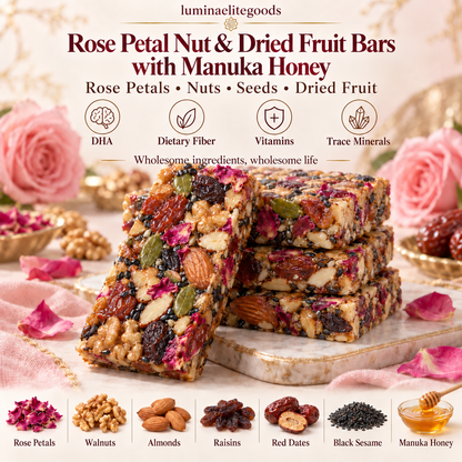 Rose Petal Nut & Dried Fruit Bars with Manuka Honey-V