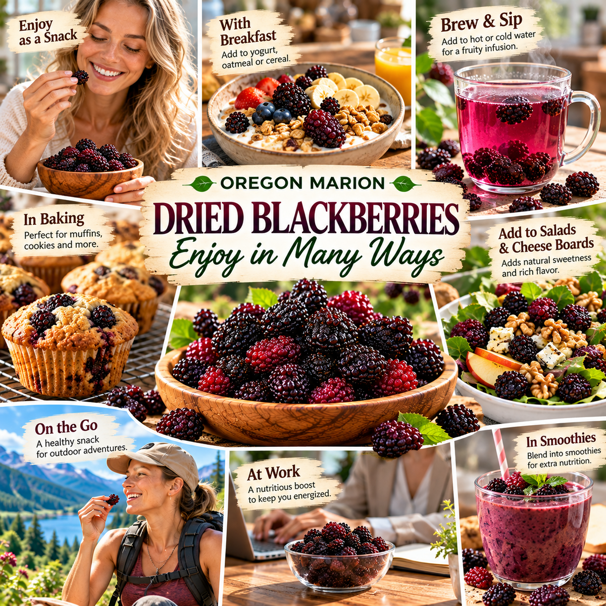 Premium Oregon Marion Dried Blackberries – Large, Plump, Naturally Sweet & Bursting with Berry Flavor -$AC