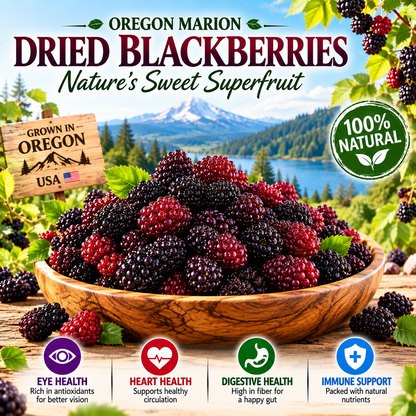 Premium Oregon Marion Dried Blackberries – Large, Plump, Naturally Sweet & Bursting with Berry Flavor -$AC