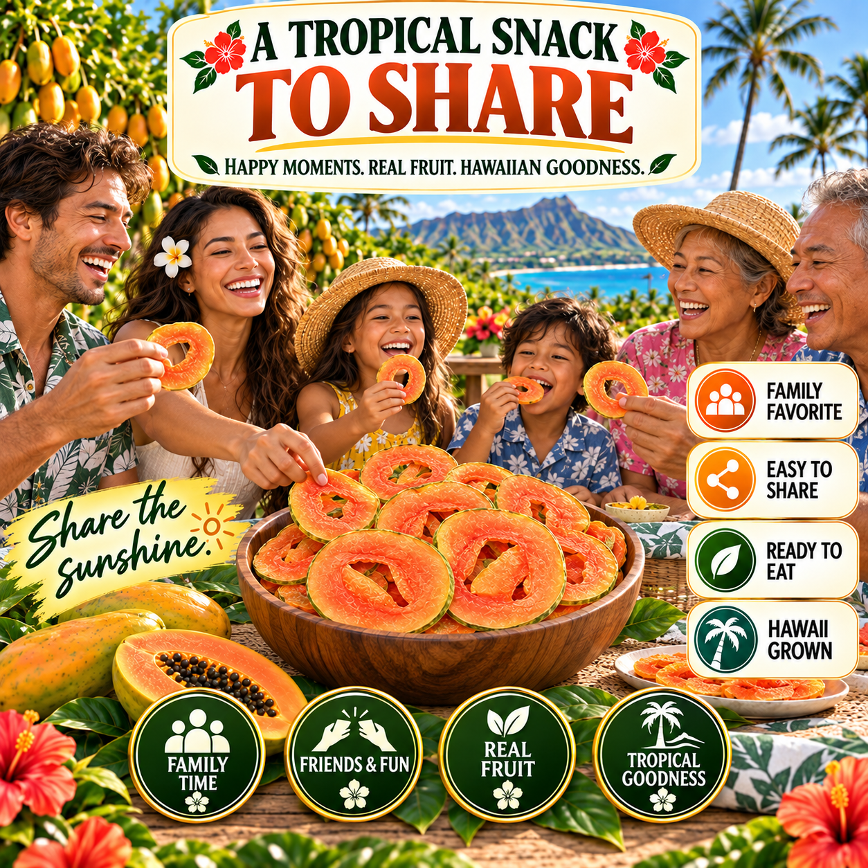 Dried papaya family sharing