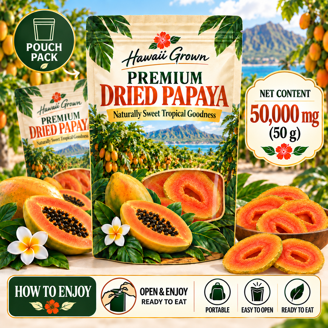 Dried papaya pouch packaging